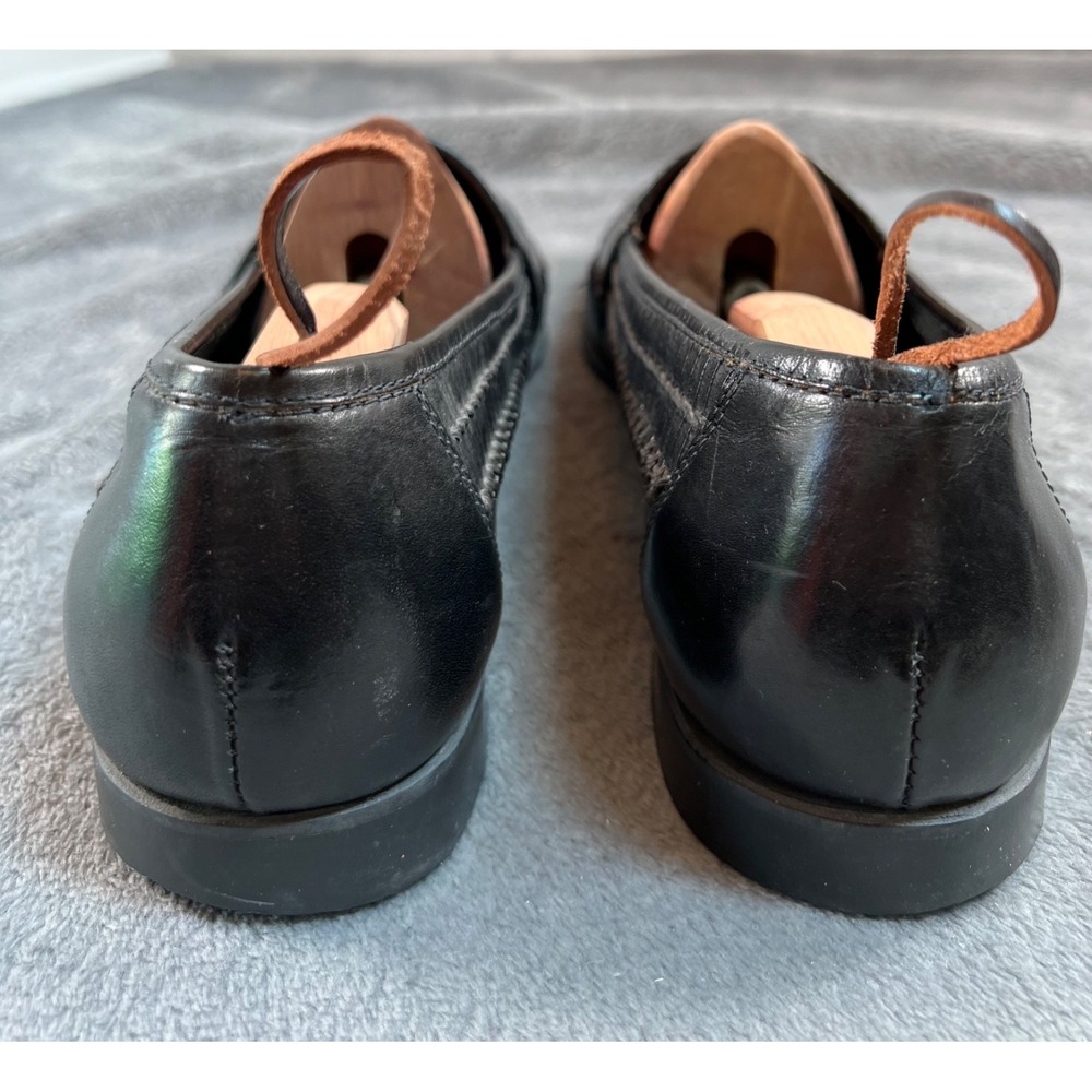 G. H. Bass & Co Penny Loafers Mens 11.5M Black Woven Leather Vtg Made in Brazil - Picture 5 of 11